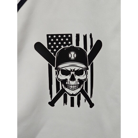 3XL Holloway White/Navy Baseball jersey With Left Baseball Flag Skull Chest Logo - Picture 3 of 7